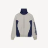 Herren-Strickjacke mit Reissverschluss von «Bodies» in Grau/Marineblau