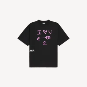 Herren-T-Shirt «i<3 u» in schwarzer Medium-Passform