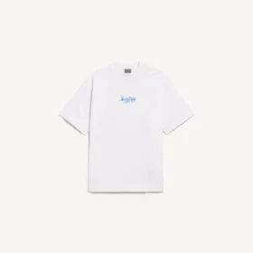 Herren-T-Shirt in weisser Farbe mit skizzenhaftem Motiv und mittlerer Passform