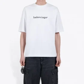 Herren-T-Shirt mit Balenciaga-Logo-Aufdruck, bequem, kurzärmelig, weiss 612966TIV549040
