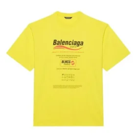 Herren-T-Shirt von Balenciaga, chemisch zu reinigen, kastenförmiger Schnitt, Logo-Aufdruck, locker sitzend, kurzärmelig, gelb 651795TKVF87175