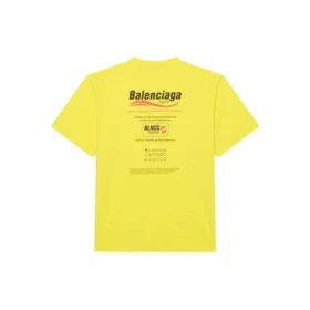 Herren-T-Shirt von Balenciaga, chemisch zu reinigen, kastenförmiger Schnitt, Logo-Aufdruck, locker sitzend, kurzärmelig, gelb 651795TKVF87175