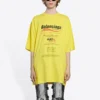 Herren-T-Shirt von Balenciaga, chemisch zu reinigen, kastenförmiger Schnitt, Logo-Aufdruck, locker sitzend, kurzärmelig, gelb 651795TKVF87175
