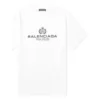 Herren-T-Shirt von Balenciaga mit «BB Paris»-Aufdruck, Rundhalsausschnitt, kurze Ärmel, Retro-Version, weiss 594579TGV609000