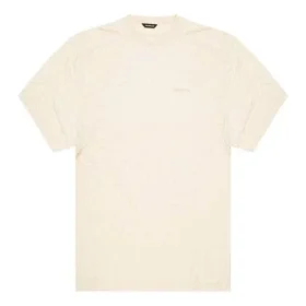 Herren-T-Shirt von Balenciaga mit gesticktem Logo, Rundhalsausschnitt, kurzärmelig, cremeweiss 641614TJV829757
