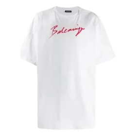 Herren-T-Shirt von Balenciaga mit Logo-Aufdruck, kurzärmelig, weiss 583214TFV639783