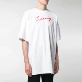 Herren-T-Shirt von Balenciaga mit Logo-Aufdruck, kurzärmelig, weiss 583214TFV639783