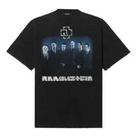 Herren-T-Shirt von Balenciaga mit Rammstein-Deutschland-Band-Crossover-Motiv, kurzärmelig, schwarz 651795TLV511000