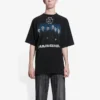 Herren-T-Shirt von Balenciaga mit Rammstein-Deutschland-Band-Crossover-Motiv, kurzärmelig, schwarz 651795TLV511000