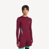 Herren-Techwear-Langarm-Top in Burgunderrot/Aqua Herren-Techwear-Langarm-Top in Burgunderrot/Aqua