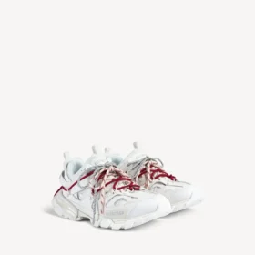 Damen-Track-Sneaker mit Schnürung in Weiss/Rot/Grau/Schwarz