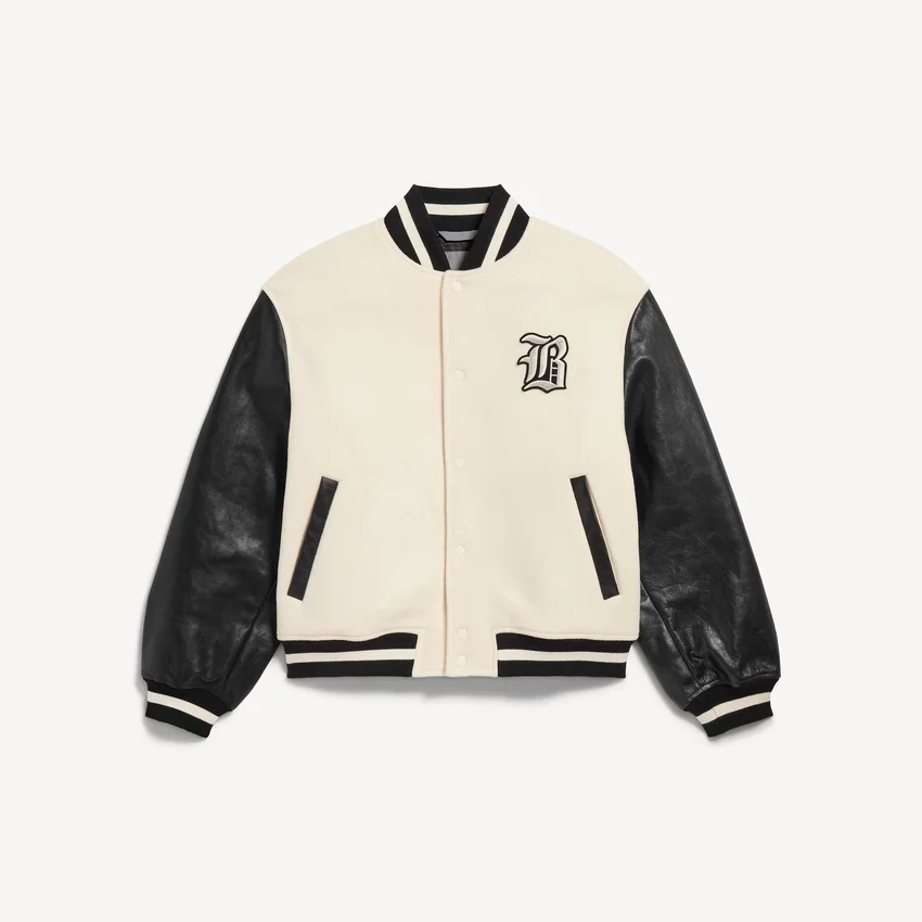 Herren-Varsity-Jacke von Balenciaga | NBA-Kollaboration in Elfenbein Herren-Varsity-Jacke von Balenciaga | NBA-Kollaboration in Elfenbein