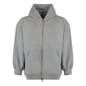 Hoodie aus gewaschener Baumwoll-Jersey mit Reissverschluss «Grey» 744454TOVV91241
