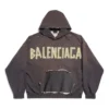 Hoodie mit aufgerissener Tasche im Tape Type, weite Passform «Dark Grey» 744441TQVA98519