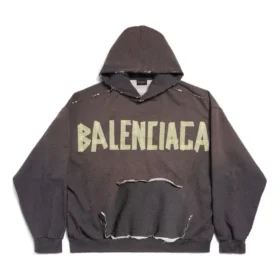 Hoodie mit aufgerissener Tasche im Tape Type, weite Passform «Dark Grey» 744441TQVA98519