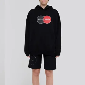 Hoodie mit lockerem Schnitt und Muster, Sport, Schwarz 620947TIV801000