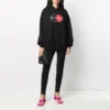 Hoodie mit lockerem Schnitt und Muster, Sport, Schwarz 620947TIV801000
