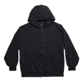 Hoodie mit Reissverschluss und Aussen-Schlaufe, schmale Passform «Black Faded» 744454TOVF51055