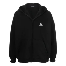 Hoodie mit Reissverschluss und gesticktem Logo «Schwarz» 674719TLVH81070