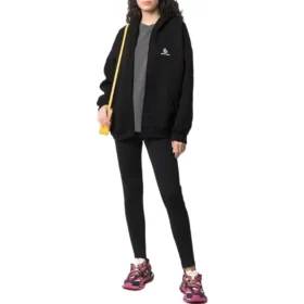 Hoodie mit Reissverschluss und gesticktem Logo «Schwarz» 674719TLVH81070