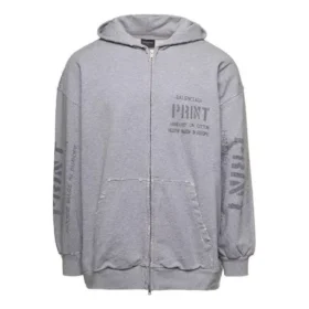 Hoodie mit Reissverschluss und Print, schmale Passform «Grey» 744454TOVN41167