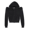 Hoodie mit rundem Ausschnitt und Reissverschluss «Black» 767880TNV611000