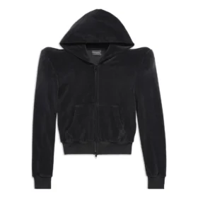 Hoodie mit rundem Ausschnitt und Reissverschluss «Black» 767880TNV611000
