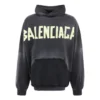 Hoodie mit zerrissener Tasche im Tape Type, Oversize «Black Faded» 744190TOVB11055