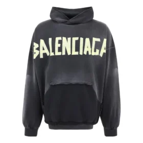 Hoodie mit zerrissener Tasche im Tape Type, Oversize «Black Faded» 744190TOVB11055