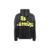 Hoodie mit zerrissener Tasche im Tape Type, Oversize «Black Faded» 744190TOVB11055