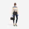 Hybrid-Pullover für Damen in Marineblau/Weiss