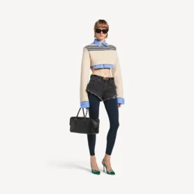 Hybrid-Pullover für Damen in Marineblau/Weiss