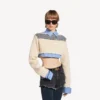 Hybrid-Pullover für Damen in Marineblau/Weiss