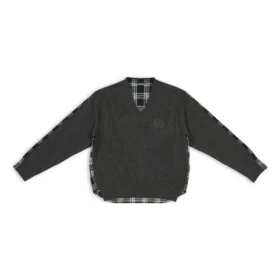 Hybrid-Shirt mit V-Ausschnitt «Anthrazit Schwarz Weiss» 704271T41301163