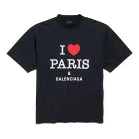 I Love Paris & Balenciaga T-Shirt, Medium Fit «Black Faded» 764235TRVU91041