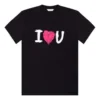 I Love U-Aufdruck Kurzarm-T-Shirt Schwarz 612965TJVL51070