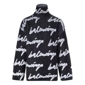 Jersey-Pullover mit Rollkragen und Scribble-Logo «Schwarz» 625927T31801070