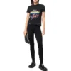 Jersey-T-Shirt mit Grafikprint in Small-Fit und Used-Look «Washed Black» 612964TMVH31055