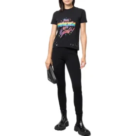 Jersey-T-Shirt mit Grafikprint in Small-Fit und Used-Look «Washed Black» 612964TMVH31055