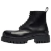 Kleine Martin Mid-Stiefel aus Rindsleder mit Schnürung «Schwarz» 589338WA9601000