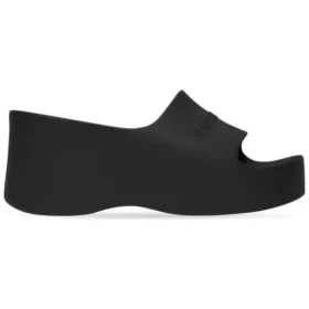 Klobige Keilabsatz-Sandalen «Black Rubber» 737923W1S891000