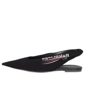 «Knife» Slingback mit Logo-Print, lässige Ballerinas «Schwarz» 500619W06001091