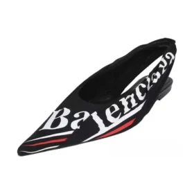 «Knife» Slingback mit Logo-Print, lässige Ballerinas «Schwarz» 500619W06001091