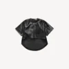 Kropptes Damen-T-Shirt mit Schleppe in Schwarz
