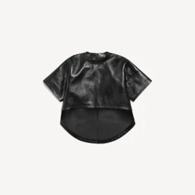 Kropptes Damen-T-Shirt mit Schleppe in Schwarz