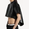 Kropptes Damen-T-Shirt mit Schleppe in Schwarz