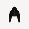 Kürzer Techwear-Hoodie mit Reissverschluss für Damen in Schwarz