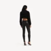 Kürzer Techwear-Hoodie mit Reissverschluss für Damen in Schwarz