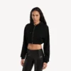 Kürzer Techwear-Hoodie mit Reissverschluss für Damen in Schwarz