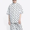 Kurzarm-Shirt mit durchgehendem Kritzelmuster «Weiss Schwarz» 681702TLLJ49040